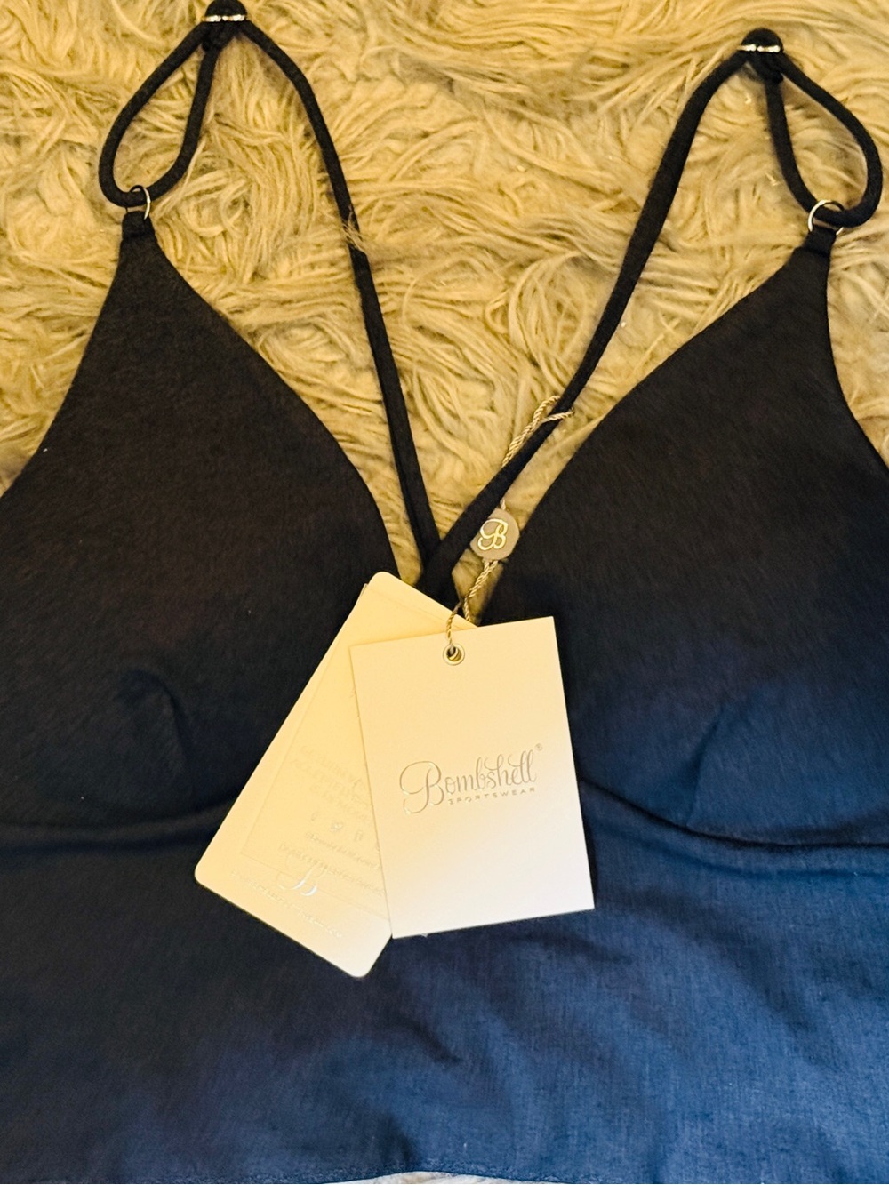 Bombshell Sportswear Black Seamless V-Neck Crop Bralette